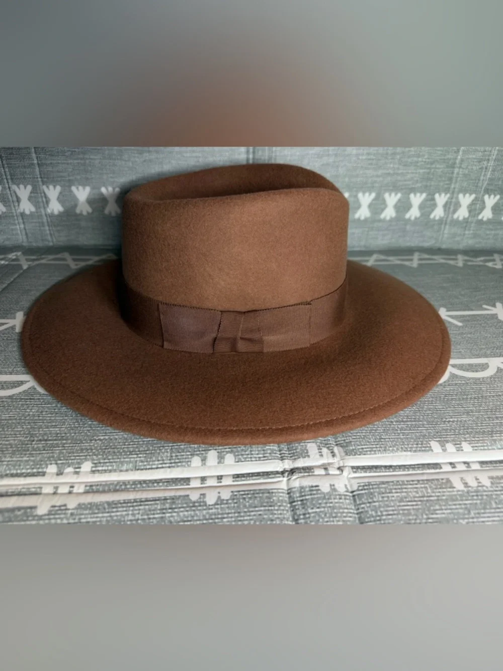 Eric Javits Wide-Brim Wool Fedora Hat in Russet - Picture 6 of 10